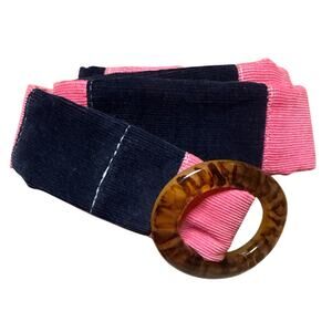Top It Off Pink Lime Navy Corduroy 1.5" Wide Ember Oval Plastic Buckle 44"L Belt
